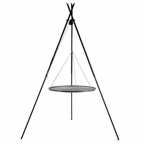 CookKing Barbecue suspendu à trépied 220 cm avec grille de cuisson 70 cm Acier