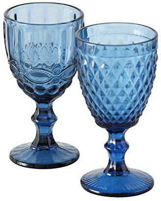 Boltze Weinglas Aurora 1 Stück 2-fach sortiert Maritim Rund 300 ml Glas Durchgefärbt Blau