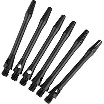 Yetaha Aluminum Dart Shafts, 2 Sets(6) Black Dart Stems, Medium Shafts Metal Stems with Standard 2BA Thread