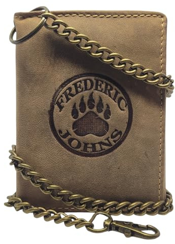 Frédéric Johns® - Cartera de Motociclista Vintage para Hombre - Biker Trucker - Modelo Hells (Marrón)