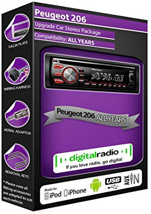Pioneer 206 DAB Autoradio stéréo de voiture DEH-4700DAB + antenne DAB gratuite (reconditionné)