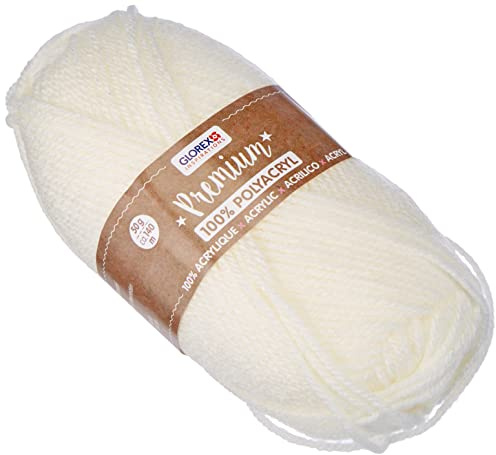 Glorex 5 1001 10 - Premium Wolle aus 100 % Acryl, leicht zu verarbeiten, vielseitig einsetzbar, wärmend, weich, nicht kratzend, 50 g, ca. 140 m, natur