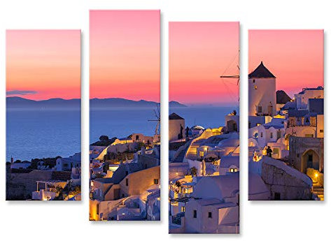islandburner Bild auf Leinwand Schöner Sonnenuntergang Santorini Griechenland Bilder Wandbilder Poster