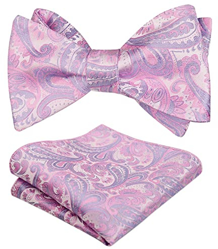 Alizeal Herren Retro Paisley Selbst Fliege und Taschentuch Set