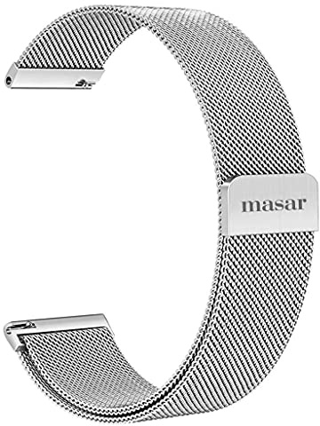 masar 18mm Silber Magnet Mehrmarken uhrenarmband Magnetisches, Armbanduhr, Magnetarmbänder, Magnetverschluss Mailänder Netzarmband MAG Silber 18 mm