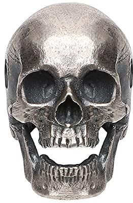 Forobb Skull Bead Charm Pendant for Necklace Bracelet 925 Sterling Silver Handcrafted Gothic Rock Punk Diablo Biker Retro Matte [Premium 60002] - XL