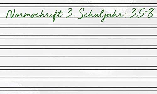 Whiteboard Folie Wand Baumarkt | mit Lineatur | elektrostatisch | selbstklebend beschreibbar abwischbar zuschneidbar | PREMIUM Klebefolie WEISS | (130x100 cm, Normschrift 3. Schuljahr:3,5-8)