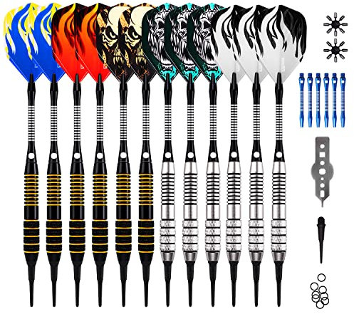 ONE80 Dartpfeile, Dartpfeile mit Kunststoffspitze, 18 Gramm Profi Softdarts 12 Stück Soft Darts Pfeile Set