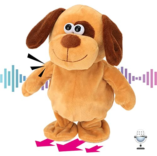 Hopearl Chien Parlant répète ce Que Vous Dites Marcher Chiot électrique interactif animé Parlant Peluche Buddy Cadeau d'anniversaire pour Tout-Petits 20,3 cm