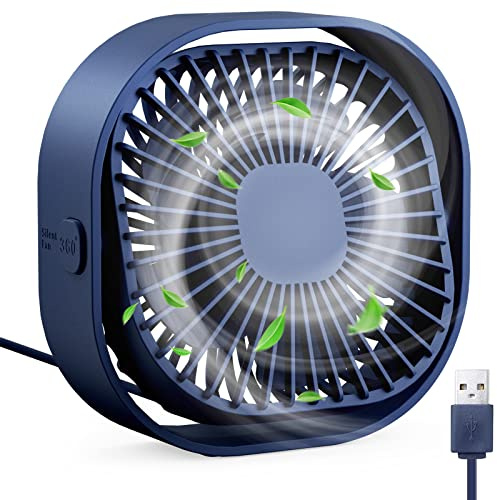RJVW 4 Inch Small USB Desk Fan, 3-Speed Portable & 360°Rotatable Mini Cooling Fan, USB-Powered Desktop Fan for Home Office Bedroom Dorm Indoor Outdoor Summer Gift | USB-Powered Desktop Fan for Home Office Bedroom Dorm Indoor Outdoor Summer Gift