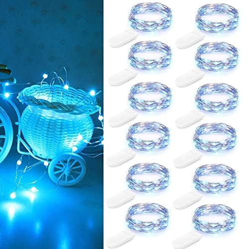 Guezuvoru Batteriebetriebene Lichterketten, 12 Stück 2m 20 LED wasserdichte Lichterketten, Sternenlichterketten - blau
