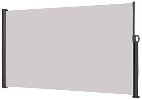 AufuN Toldo lateral extensible, 200 x 300 cm, protección solar de poliéster, protección visual contra el viento, para jardín, balcón y terraza, estor lateral con soporte de pared, color gris