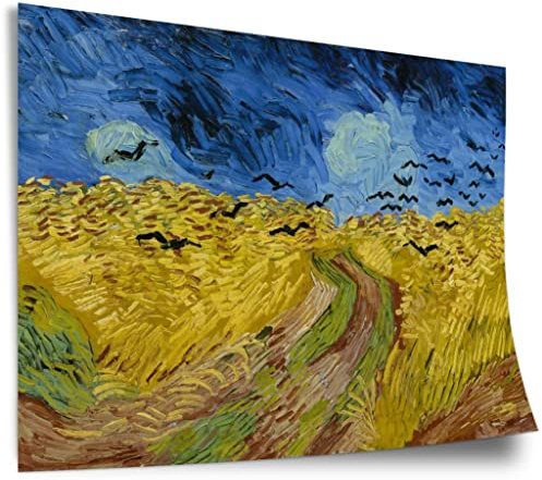 Printistico Poster Vincent van Gogh - Weizenfeld mit Krähen (1890) Kunstdruck ohne Rahmen, Wandbild - A4, A3, A2, A1, A0, XXL - Wohnzimmer, Schlafzimmer, Küche, Deko
