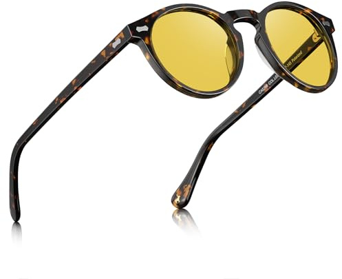 CARFIA Polarisierte Sonnenbrille Herren Runde Fahrenbrille mit Lederetui | Schöne Männer Brille mit angenehmer Abdunkelung, Leicht, Tägliche UV Schutz, Für Autofahren, Angeln, Wandern