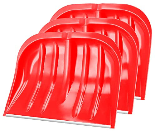 KADAX Schneespaten, 49 cm breit, Schneeschaufel ohne Stiel, Schneeschieber, Schneeräumer, Kunststoffschneeschaufel, Schneeschippe (3, Rot mit Alukante)
