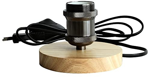 TIANFAN Holz Vintage Edison Lampenfassung E27 Retro Lampenfassung Sockel 1,8 m Kabellänge EU-Stecker mit Dimmer (Perlschwarz)
