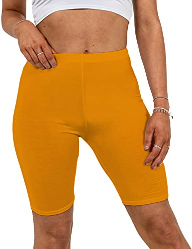 Missloved Ladies Womens Cycling Dancing Gym 1/2 Leggings Active Casual Shorts (Orange, 12-14)