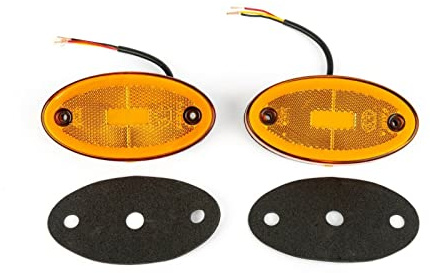 2pcs 16 LEDs Amber Side Marker Neon Oval Lights 12V 24V For Neon Trailer Truck Lorry