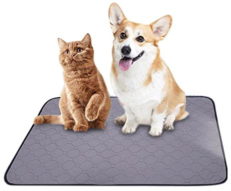HotYou Waschbare Erziehungsunterlage für Haustiere - 4-Lagen-Design - Lecksicher - Wiederverwendbare Hund Pee Pad rutschfeste &wasserdichte Hunde Unterlagen für Welpen,Grau,70*90 cm