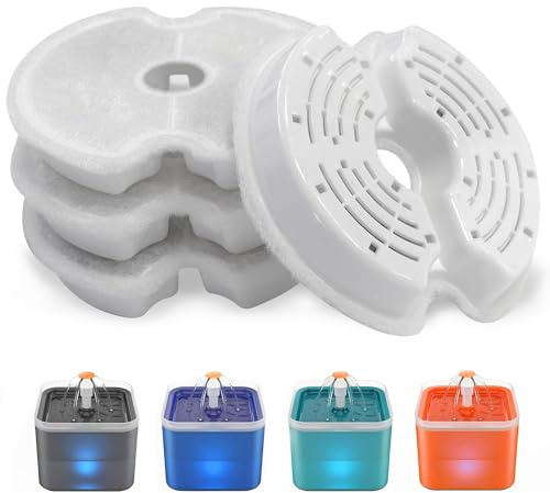 Ersatzfilter für Trinkbrunnen für Katzen und Hunde, PewinGo Das Original Ersatzfilter mit Harz und Aktivkohle für Automatischen Trinkbrunnen Filter-4 Stück
