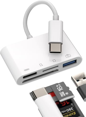 USB C Hub for Apple iPhone15 Pro Max Plus iPad Air Mini Macbook(4in1)OTG TF Micro SD Card Reader Type C Charger Cable Multiport Adapter Thunderbolt Docking Station Memory Dongle Compatible for Samsung