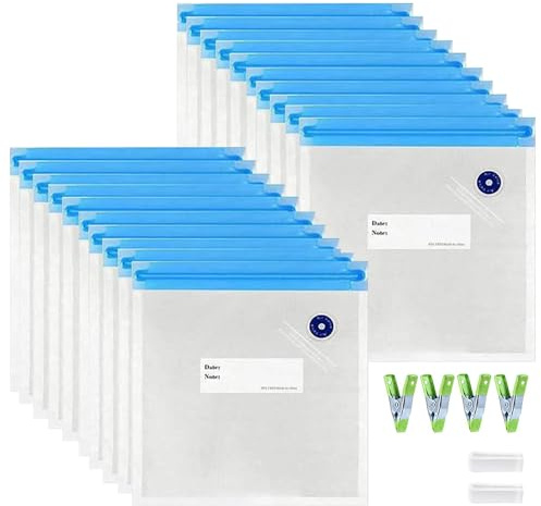 Geliking 20 sacchetti sottovuoto per sottovuoto, per la conservazione di alimenti secchi e umidi, per la conservazione sottovuoto, per la preparazione dei pasti o la cottura sottovuoto (21,8 x 20,8