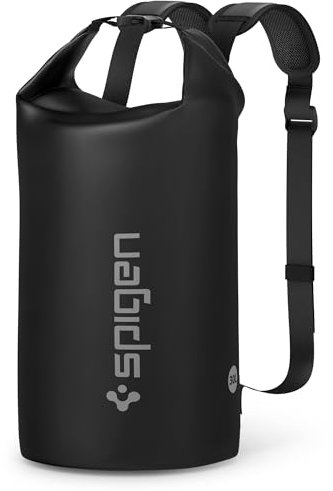 Spigen Aqua Shield Waterproof Dry Bag Rucksack 30L, [Mesh-Lined Padded Straps] [Roll-Top Closure] Backpack for Swimming, Paddle Boarding, Fishing, Kayaking, Camping, and Boating - Black