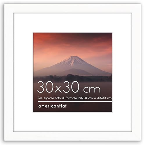 Americanflat Cornice 30x30 cm Bianca - Cornice 20x20 cm con Passepartout in Legno MDF