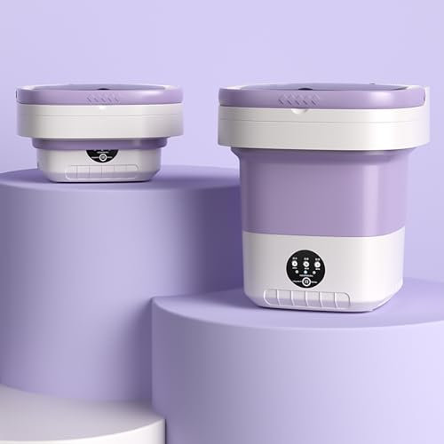 xixibuy Mini waschmaschine, Portable washing machine, Tragbare waschmaschine Geeignet für Kinderkleidung, Unterwäsche, Socken(EU-plug)(16L-violett)