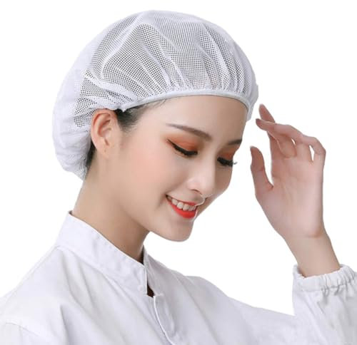 ZCXCsfp Elastische Kochmütze, Unisex, für Küche, Kochen, Lebensmittelservice, Haarnetze, verstellbare Netzkappe (6 Stück), weiß, One size