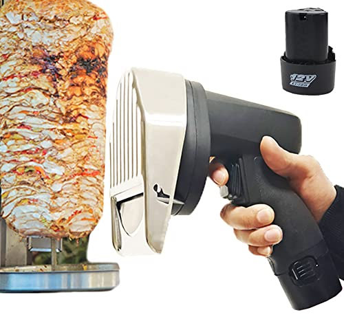 Affettatrice Shawarma Kebab Manuale, Coltello Giroscopico Professionale per Tagliare Carne Arrosto Senza Fili da 80 W, Silenzioso, Può Essere Utilizzato in Continuo per 110 Minuti, Spessore 0-8 mm Re