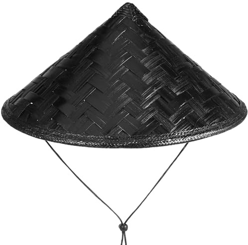 IMIKEYA Bambushut chinesischer japanischer Samurai Hut Schwarz Bambus Hut Cosplay Requisite für Männer Frauen, 36CM