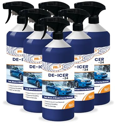 Filo De Icer Spray for Car 6 x 1 Litre | Powerful -24°C Deicer Car Windscreen Spray – Effectively Melts Ice, Clears Frost & Prevents Re-Freezing, Easy to Use
