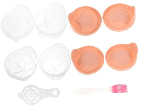 Amosfun 6pcs Pp Material Egg Mould for Steamed Egg Rice Cake Jelly Pudding Cartoon Design Easy to Use