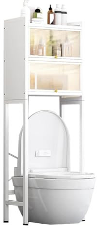 SPXMQSS Övertoalettförvaring, TväTtmaskinsföRvaring, 2/3-VåNings TväTtmaskinsföRvaring, öVer ToalettskåPet Med DöRrar FriståEnde Badrum Space Saver, Vit/Svart A 50x25x167cm