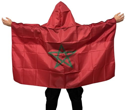 Marokko Bodyflagge Premium Qualität aus fein Polyester - Morocco Bodyflag - Marokko Umhängeflagge - Marokkanische Flagge - Marokko Flagge - Morocco Flag - Anay n Lmerruk - علم المغرب