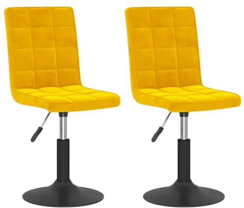 vidaXL Esszimmerstühle 2 STK. Drehbar Senfgelb Samt