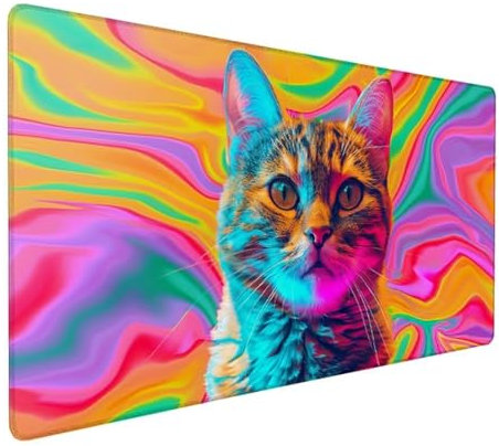 Rosa Alfombrilla Ratón XXL 1600 x 800 x 3 mm Grande Tamaño Alfombrilla Ratón Gaming Gato con Bordes Cosidos, Base de Goma Antideslizante Alfombrilla Escritorio para Raton Gaming y Teclado Z-810