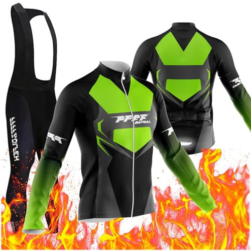 Radtrikot Set,Winter Fahrradbekleidung Herren Fahrrad Jacke + Hose Set Winter Thermo Fahrradbekleidung + 9D Gel für Radfahren MTB Outdoor (PT4,3XL)
