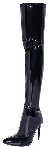 Damenmode-Stiefel, 11 cm, Stiletto-Overknee-Stiefel, Damen-Stretch-Oberschenkelhohe Stiefel, Lange Stiefel, Lack-Overknee-Stiefel, Partyschuhe