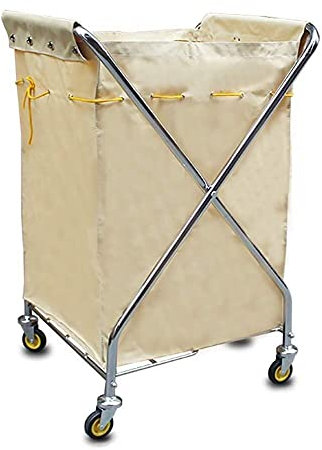 Carro con Ruedas para Herramientas, Carro Plegable Tipo X para Ropa de Hotel, Carro de Almacenamiento móvil con Ruedas, Carro de Limpieza para higiene de Habitaciones de Color Beige
