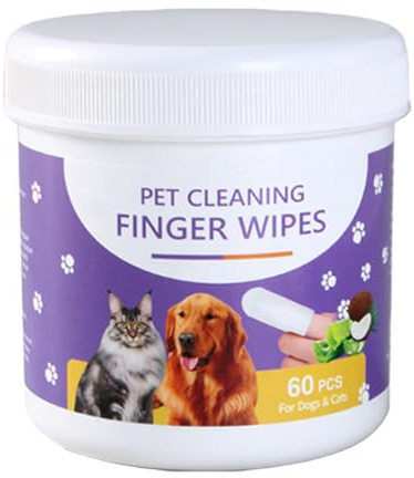 Teeth Cleaning Finger Wipes For Dogs & Cats, Pet Ear Cleaner Wipespet Dental Care Finger Pads for Fresh Breath & Oral, Soft Disposable Wipes, for Both Cat and Dog