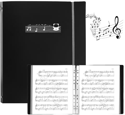 Carpeta A4 para partituras musicales, carpeta de coros, carpeta A4, carpeta de anillas, 70 bolsillos/140 páginas, resistente al agua, para partitura musical, piano, guitarra, violín