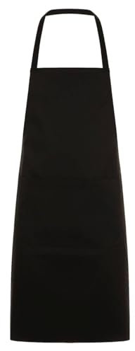 WIXSOO Grembiule con Pettorina e Tasca Frontale (Nero)