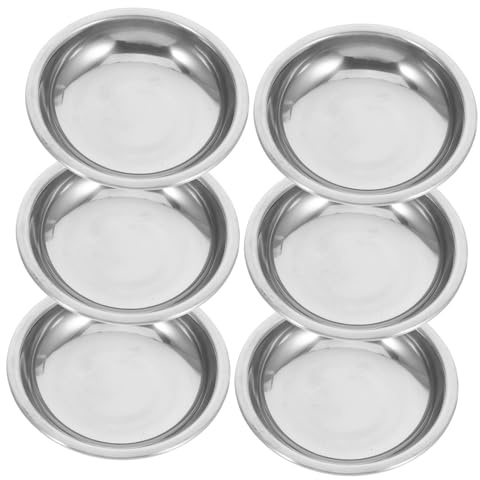 Kichvoe 6pezzi Ciotole per Salse in Acciaio Inossidabile Piattini Rotondi Mini per Condimenti per Antipasti Supporti Stabili per Tavolo Utilizzabili Casa e Ristorante