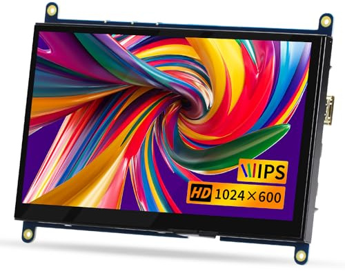 Aurevita 7 Inch Mini Monitor HDMI, Portable IPS Monitor, 1024 x 600 LCD Screen, 178° Viewing Angle, Small Display for Raspberry Pi, Laptop/PC/TV/DVD/CVBS (Without Touch Screen)
