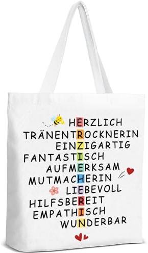 Geschenke für Erzieher, Baumwolltasche mit Liebevollem Spruch, Geschenk Erzieherin Weihnachten Abschiedsgeschenk Erzieherin – HERZLICH, EINZIGARTIG, MUTMACHERIN