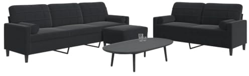 QJBSAVVA 3-TLG. Sofagarnitur aus Samt mit Hocker und Nackenkissen Modernes Design Robuste Metallkonstruktion Bequeme Sitzpolsterung für Wohnzimmer Balkon und Gästezimmer
