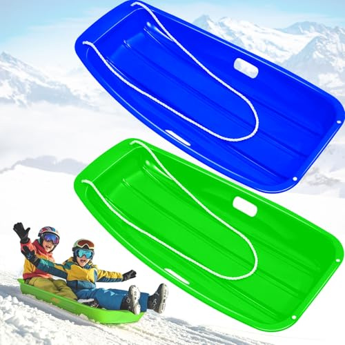 Schneeschlitten für Kinder und Erwachsene – 88,9 cm Downhill Sprinter, robuster Rodelschlitten für 1–2 Fahrer mit 2 Griffen und Zugseilen, ultimativer Schneespaß für Kinder, Outdoor-Winter-Schlitten