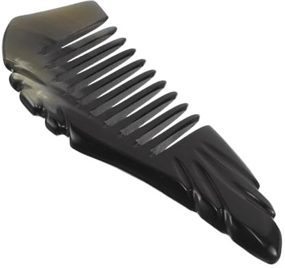 MERRYHAPY Natural Ox Horn Wide Tooth Comb for Curly Hair Ergonomic Massage Detangler with Comfortable Grip Gentle Thick Strands Versatile Hair Care Tool